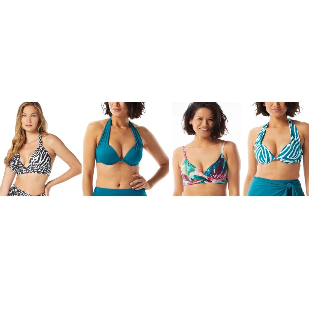 NWT Contours Women's Bra Sized Twist Front Halter Bikini Sizes 10-16 $90 12HL686